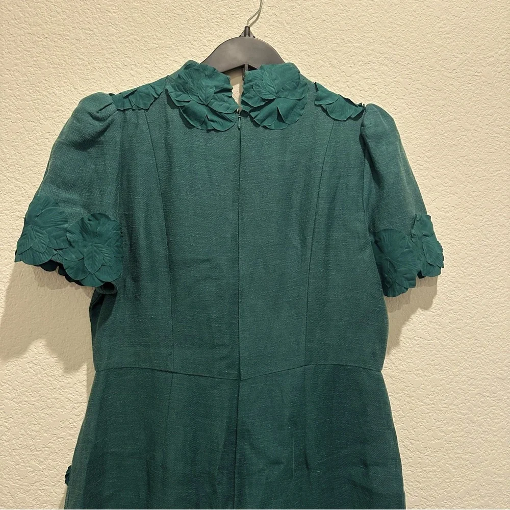 NWT Antonio Melani Willow Floral Applique Mock Neck Short Sleeve Midi Dress - Picture 8 of 9
